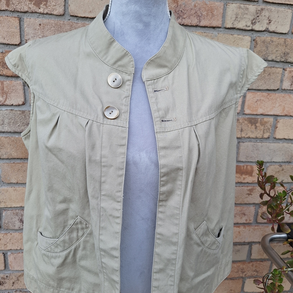 Christopher & Banks Tan Button-Front Top - Picture 6 of 9